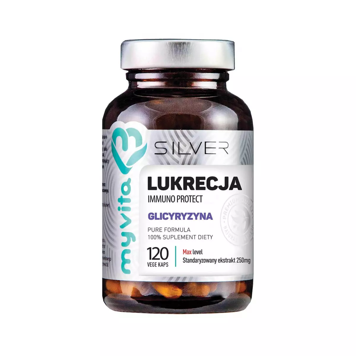 Lukrecja Immuno Protect 250 mg Glicyryzyna Odporność (120 kaps) Silver MyVita Lukrecja Immuno Protect 250 mg Glicyryzyna Odporność (120 kaps) Silver MyVita