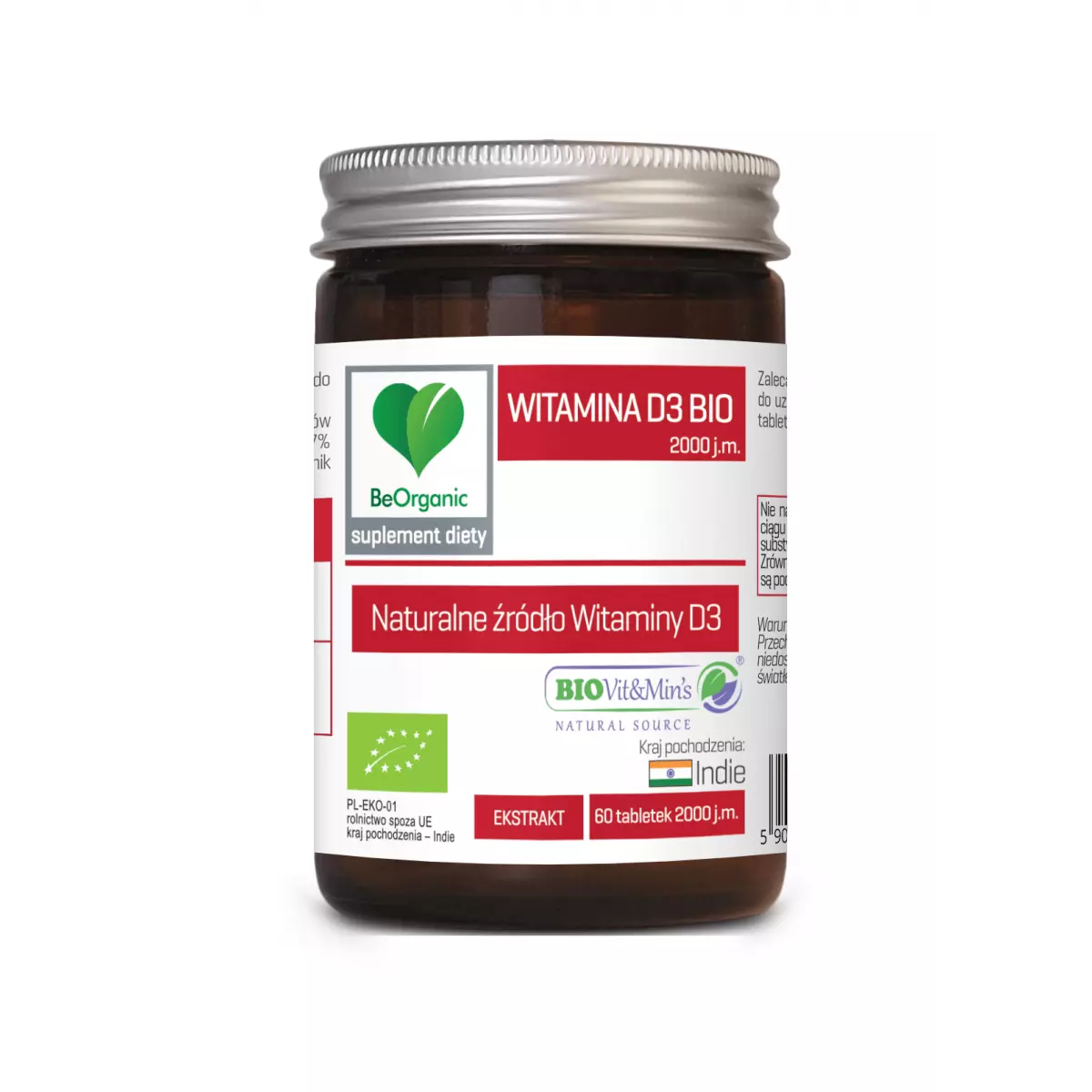 Witamina D3 BIO 2000 IU Wegańska z Porostów (60 tab) BeOrganic Witamina D3 BIO 2000 IU Wegańska z Porostów (60 tab) BeOrganic