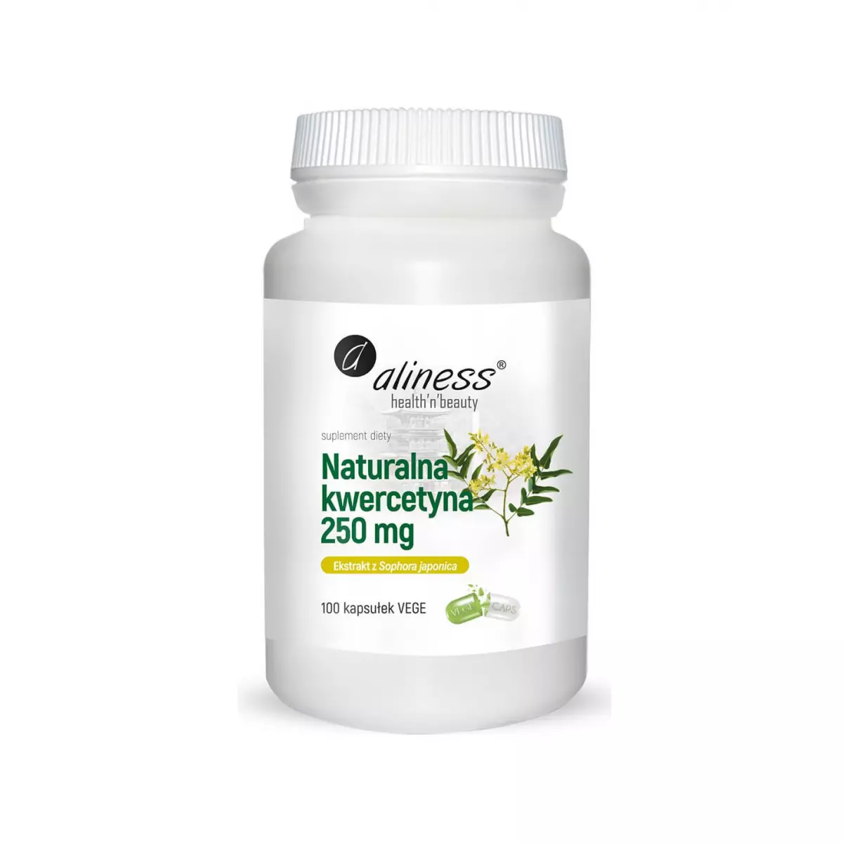 Kwercetyna 250 mg Perełkowiec Japoński Naturalna (100 kaps) Alergia Aliness Kwercetyna 250 mg Perełkowiec Japoński Naturalna (100 kaps) Alergia Aliness