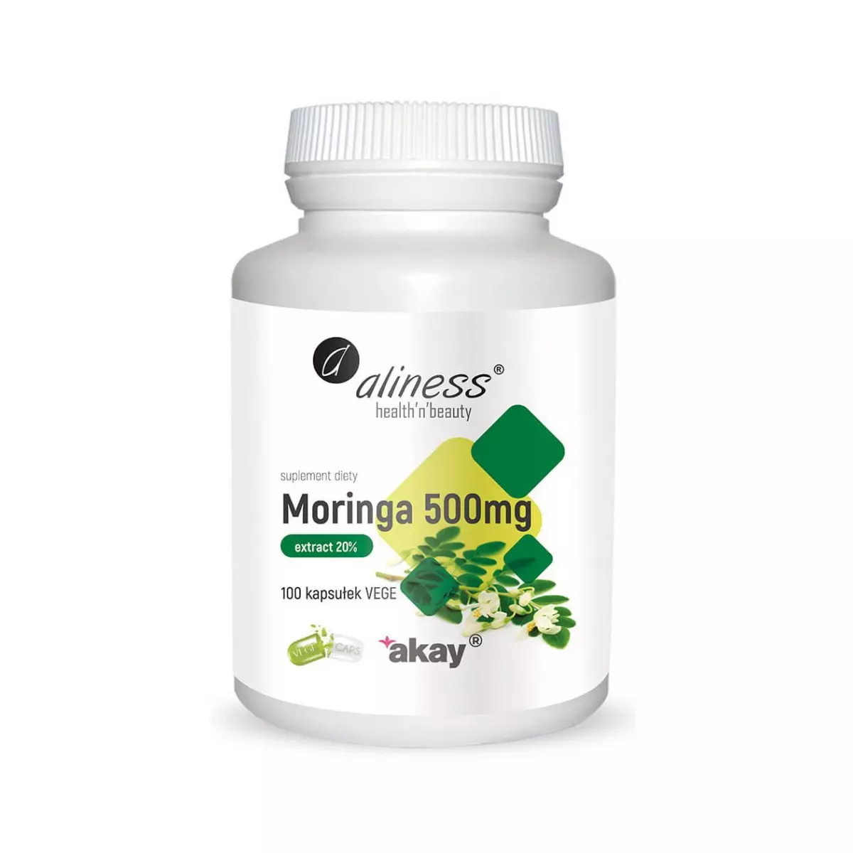 Moringa Olejodajna 500 mg Ekstrakt 20% (100 kaps) VEGE Aliness Moringa Olejodajna 500 mg Ekstrakt 20% (100 kaps) VEGE Aliness