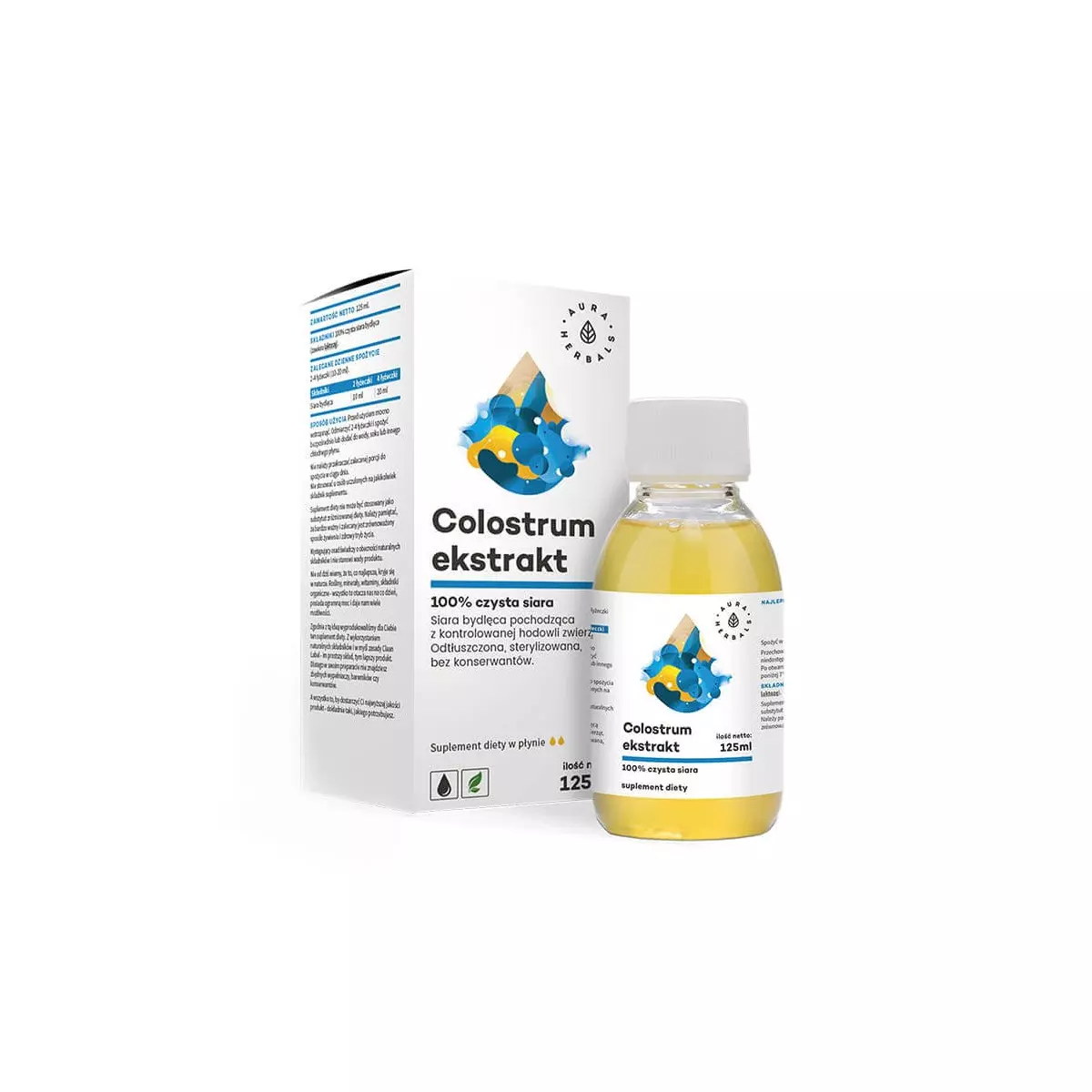 Colostrum Ekstrakt 100% Czysta Siara Bydlęca 125 ml w Płynie Aura Herbals Colostrum Ekstrakt 100% Czysta Siara Bydlęca 125 ml w Płynie Aura Herbals
