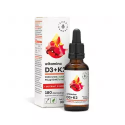 Witamina K2 MK-7 + Witamina D3 2000 IU + Ekstrakt z Kurkumy NovaSOL Krople 30 ml Aura Herbals