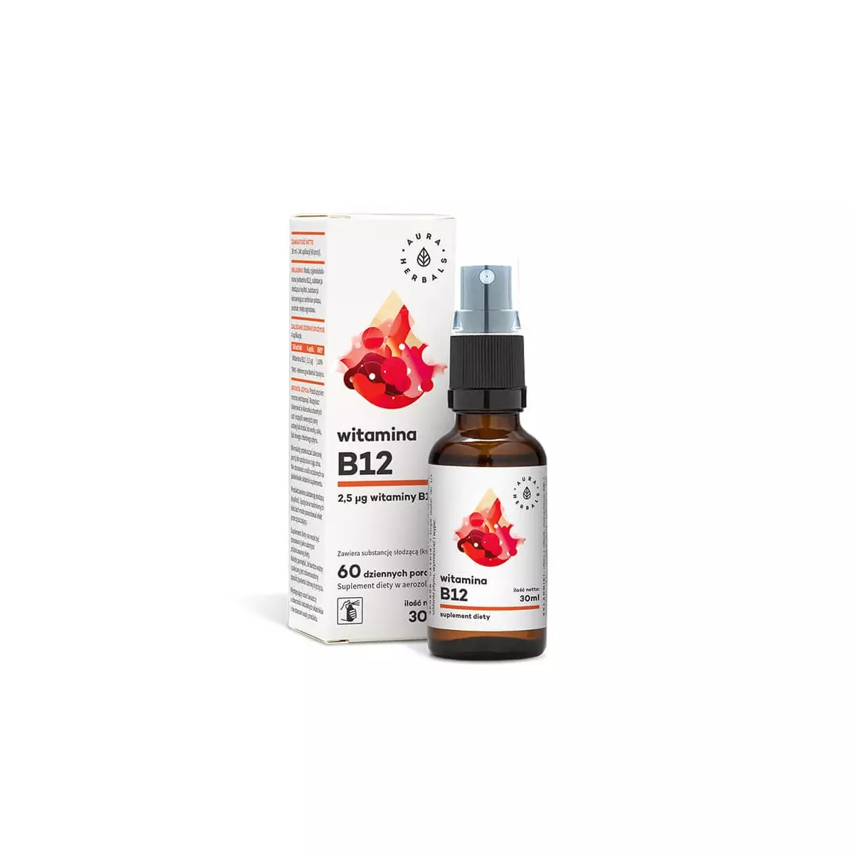 Witamina B12 Aerozol 30 ml w Płynie Aura Herbals Witamina B12 Aerozol 30 ml w Płynie Aura Herbals