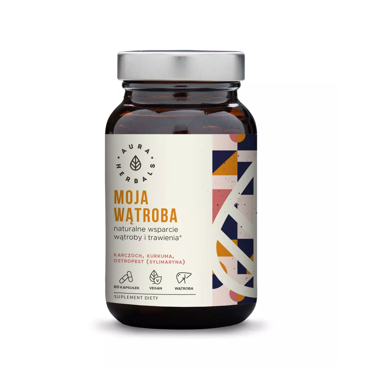 Moja Wątroba - Karczoch Kurkuma Ostropest - Wsparcie Trawienia (60 kaps) VEGE Aura Herbals Moja Wątroba - Karczoch Kurkuma Ostropest - Wsparcie Trawienia (60 kaps) VEGE Aura Herbals