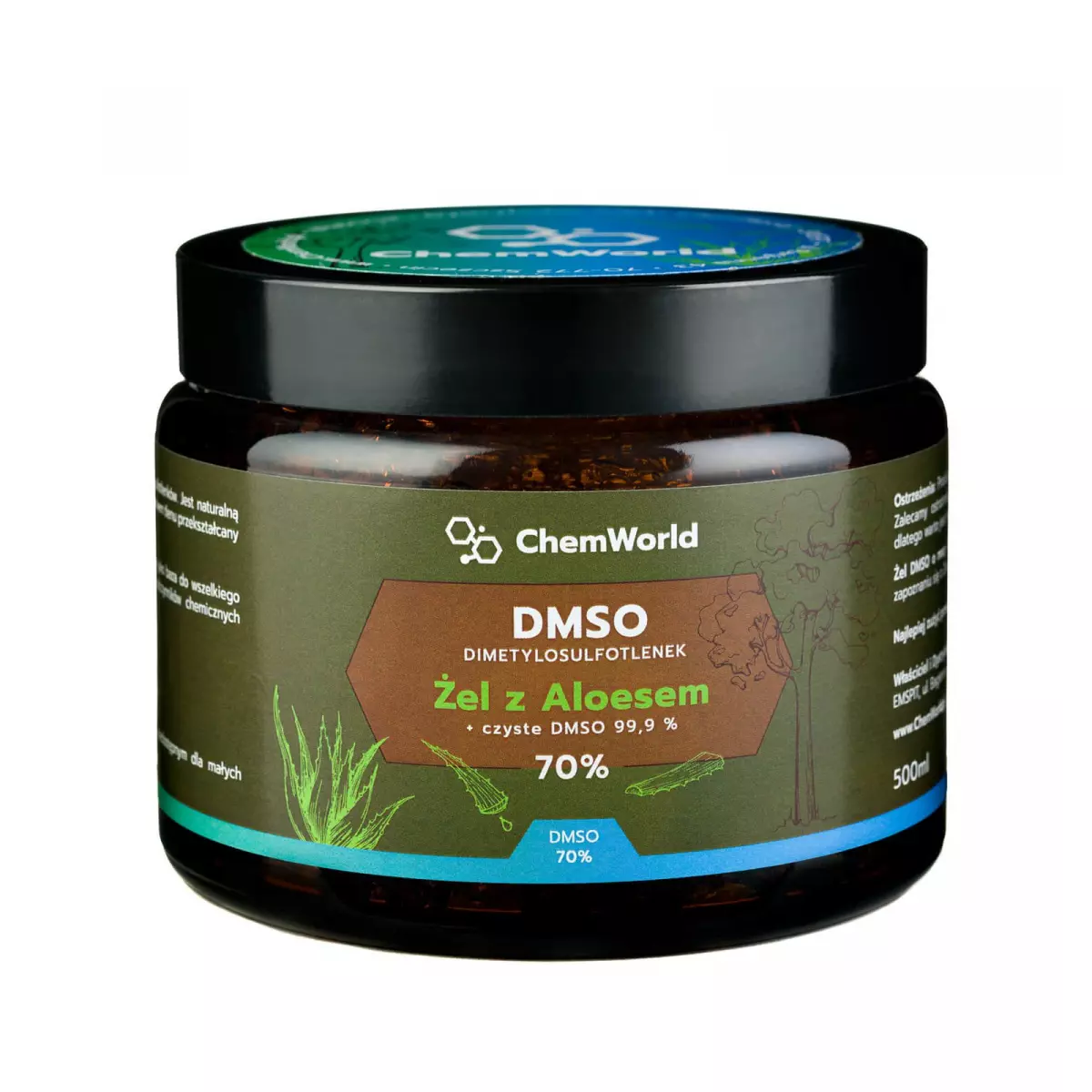 Żel DMSO 70% z Aloesem Meksykańskim 500 ml ChemWorld Żel DMSO 70% z Aloesem Meksykańskim 500 ml ChemWorld
