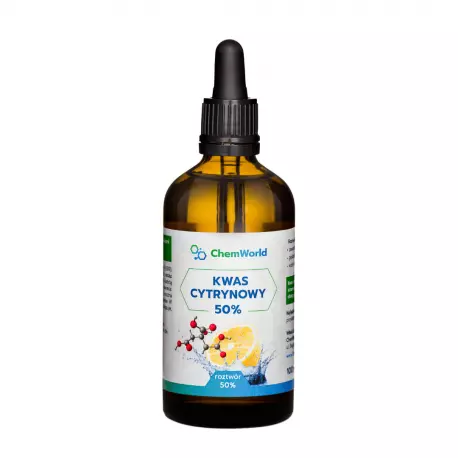 Kwas Cytrynowy 50% Aktywator Roztwór 100 ml Szklana Butelka ChemWorld