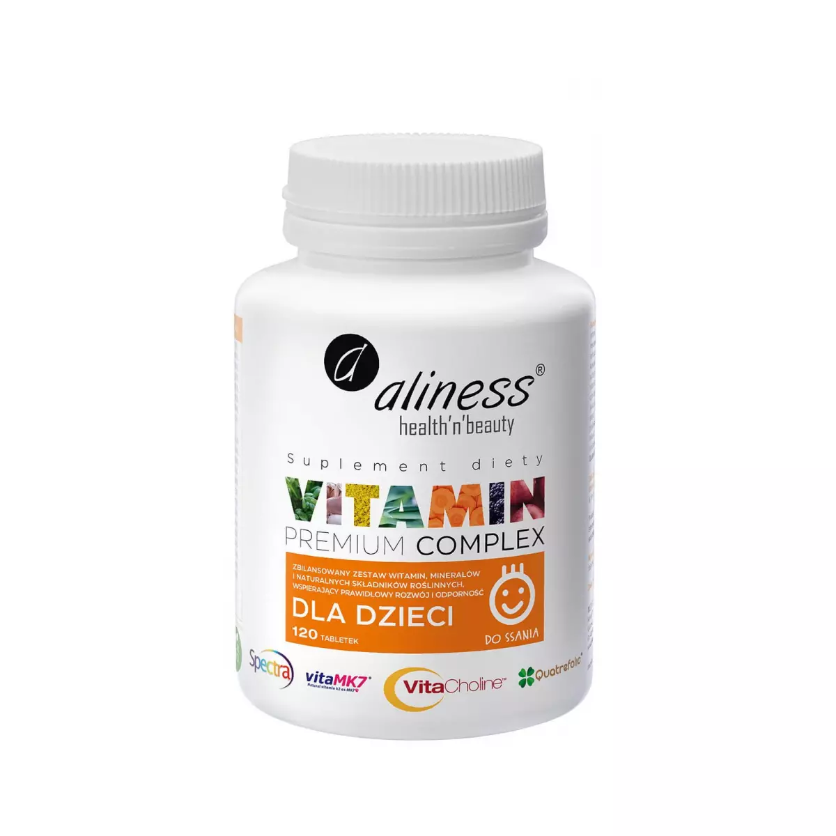 Dla Dzieci Premium Vitamin Complex Witaminy i Minerały Vege Do Ssania (120 tab) Aliness Dla Dzieci Premium Vitamin Complex Witaminy i Minerały Vege Do Ssania (120 tab) Aliness