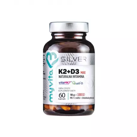 Witamina K2 + D3 MAX 100 mcg + 4000 IU (60 kaps) Silver Myvita