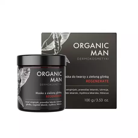 Organic Man Maska do Twarzy z Zieloną Glinką REGENERATE 100 g dla Mężczyzn Organic Life