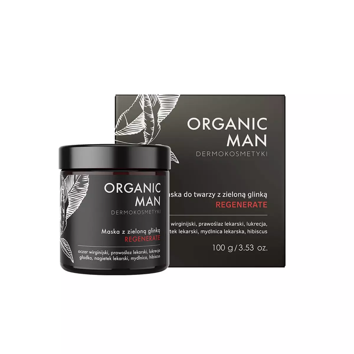 Organic Man Maska do Twarzy z Zieloną Glinką REGENERATE 100 g dla Mężczyzn Organic Life Organic Man Maska do Twarzy z Zieloną Glinką REGENERATE 100 g dla Mężczyzn Organic Life