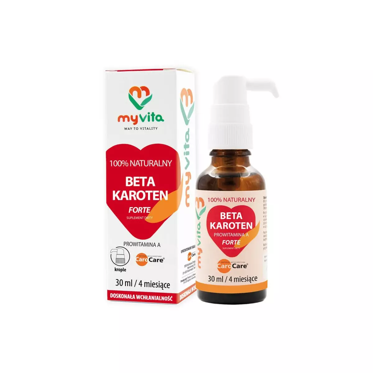Beta Karoten Forte 30 ml w płynie krople MyVita Beta Karoten Forte 30 ml w płynie krople MyVita