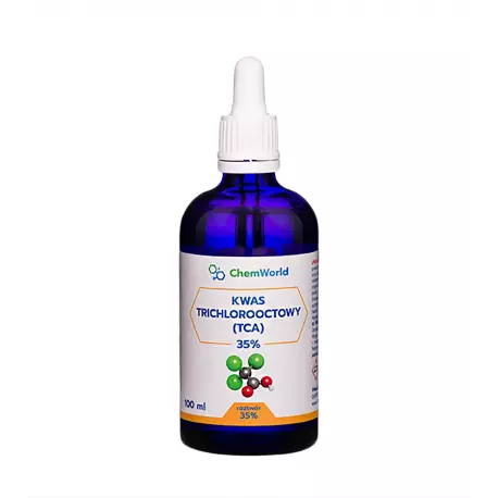 TCA Kwas Trichlorooctowy 35% Roztwór 50 ml Szklana Butelka z Pipetą ChemWorld