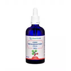 TCA Kwas Trichlorooctowy 50% Roztwór 50 ml Szklana Butelka z Pipetą ChemWorld