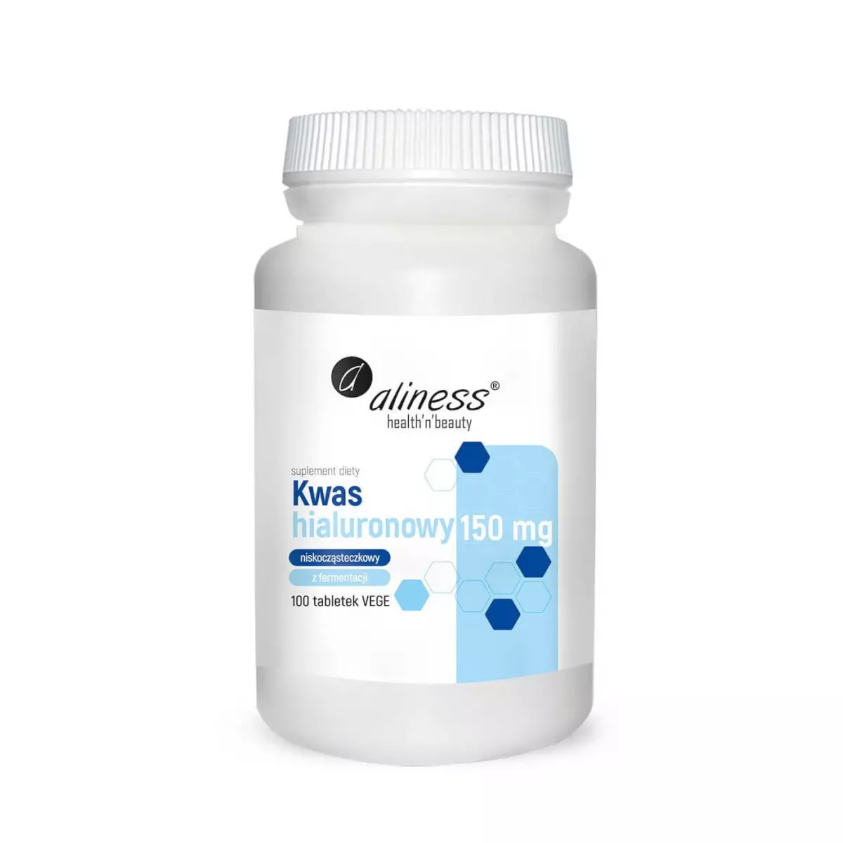 Kwas Hialuronowy Niskocząsteczkowy Naturalny 150 mg (100 tab) Aliness Kwas Hialuronowy Niskocząsteczkowy Naturalny 150 mg (100 tab) Aliness