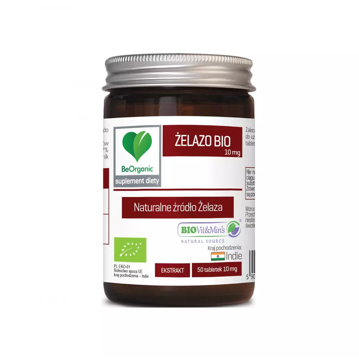 Żelazo BIO 10 mg Naturalne źródło Żelaza (50 tab) BeOrganic Żelazo BIO 10 mg Naturalne źródło Żelaza (50 tab) BeOrganic