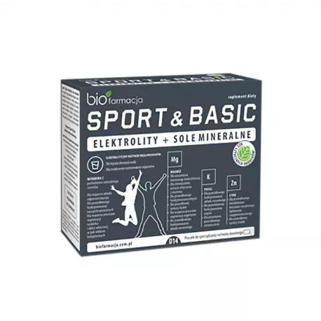 Elektrolity + Sole Mineralne Sport & Basic Acerola Sód Magnez Potas Cynk (14 saszetek) Biofarmacja