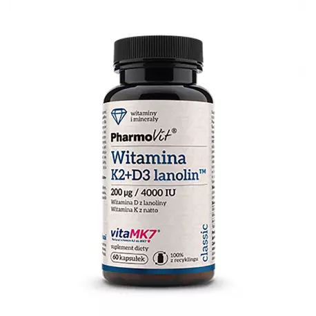 Witamina K2 MK-7 200 mcg + D3 4000 IU Lanolin (60 kaps) Pharmovit