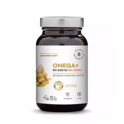 Omega+ Witamina D3 400 IU Dla Dzieci i Noworodków - Kwasy DHA 120 mg + EPA 180 mg (60 kaps twist-off) Aura Herbals