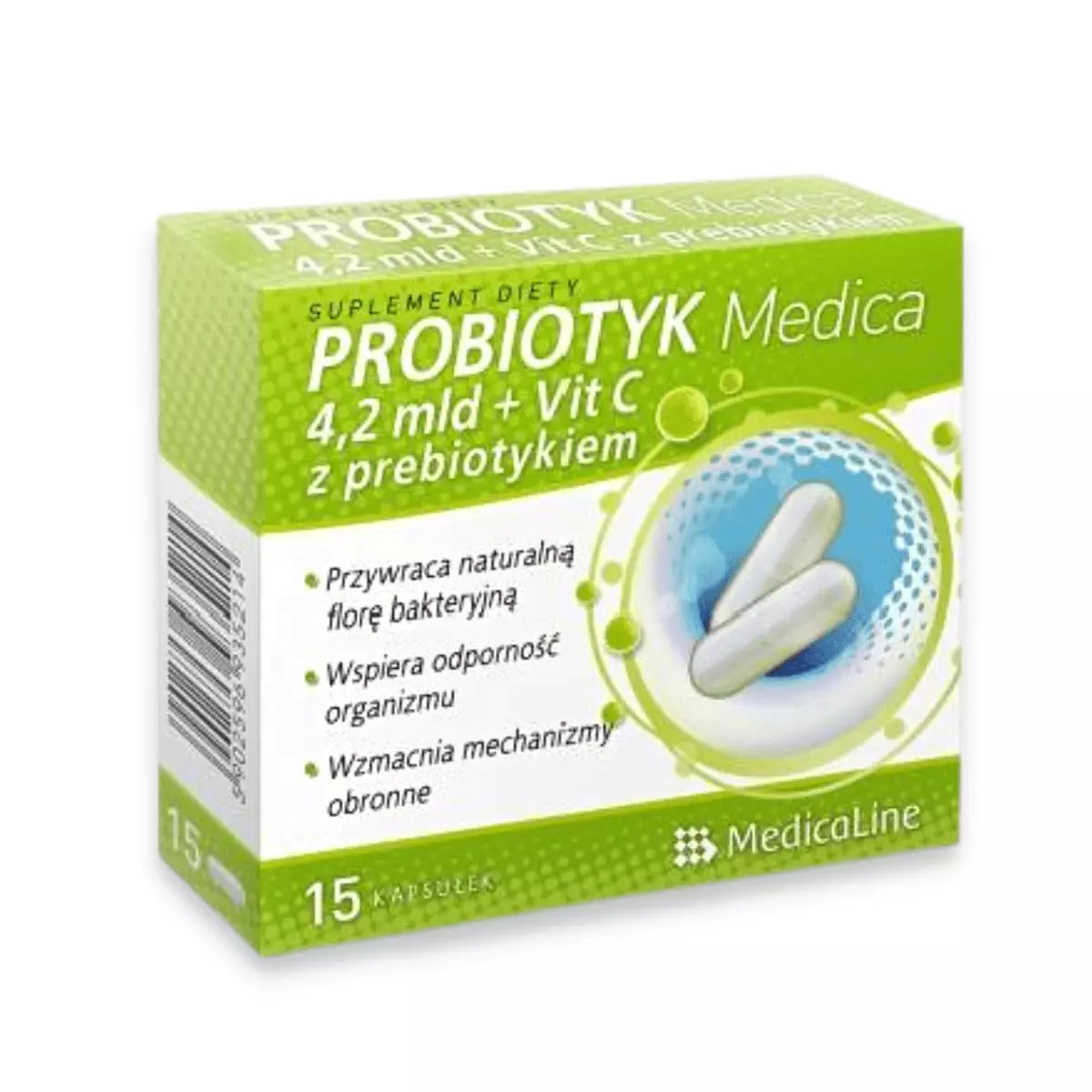 Probiotyk 4,2 mld Witamina C z Prebiotykiem (15 kaps) Medicaline Probiotyk 4,2 mld Witamina C z Prebiotykiem (15 kaps) Medicaline