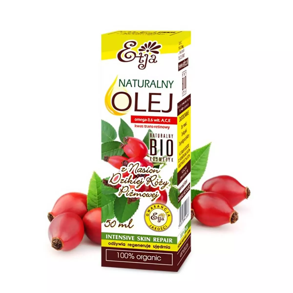 Olej z Nasion Dzikiej Róży Piżmowej Naturalny BIO 100% 50 ml Etja Olej z Nasion Dzikiej Róży Piżmowej Naturalny BIO 100% 50 ml Etja