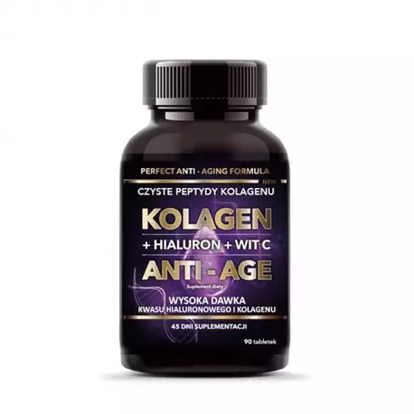 Kolagen z Kwasem Hialuronowym i Witaminą C 500 mg ANTI-AGE (90 tab) INTENSON