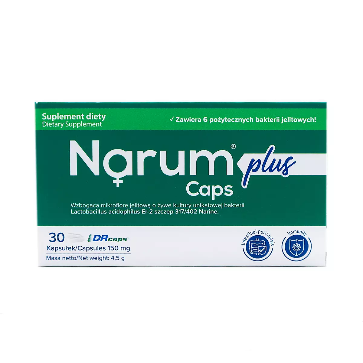Probiotyk Narum Plus 150 mg (30 kaps) Lactobacillus Acidophilus Na żołądek jelita Narine Probiotyk Narum Plus 150 mg (30 kaps) Lactobacillus Acidophilus Na żołądek jelita Narine