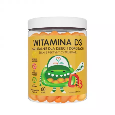 WITAMINA D3 Naturalne Żelki z witaminą D3 dla dzieci i dorosłych (60 szt) MyVita
