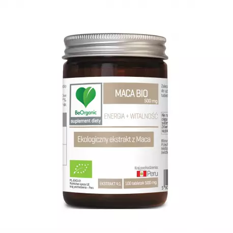 Maca BIO Ekstrakt 500 mg Energia i Witalność (100 tab) BeOrganic (OUTLET)