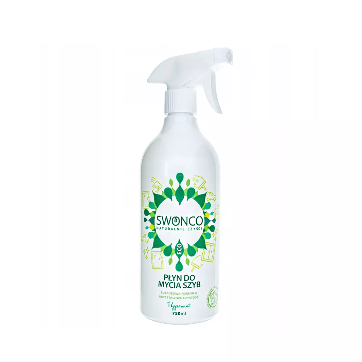 Płyn do Mycia Szyb Ekologiczny Peppermint Miętowy 750 ml SWONCO Płyn do Mycia Szyb Ekologiczny Peppermint Miętowy 750 ml SWONCO