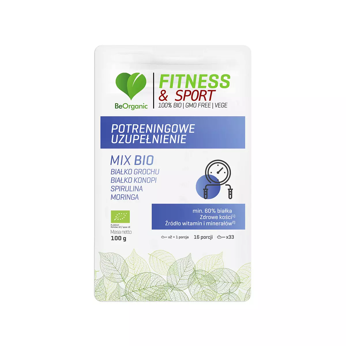 Potreningowe uzupełnienie BIO Fitness & Sport Białko Grochu Białko Konopi Spirulina Moringa Proszek 100 g BeOrganic Potreningowe uzupełnienie BIO Fitness & Sport Białko Grochu Białko Konopi Spirulina Moringa Proszek 100 g BeOrganic