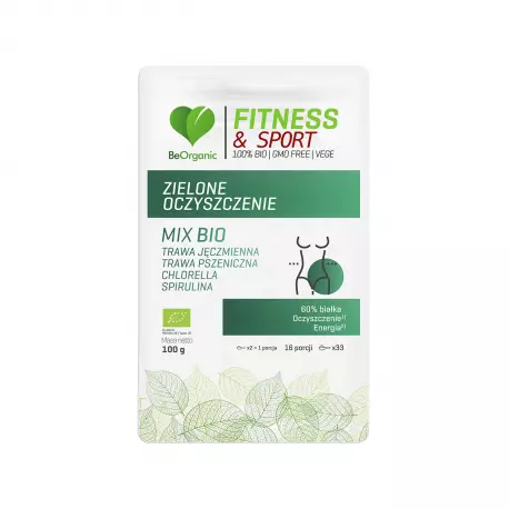 Zielone Oczyszczenie BIO Fitness & Sport Trawa Jęczmienna i Pszeniczna Chlorella Spirulina Proszek 100 g BeOrganic