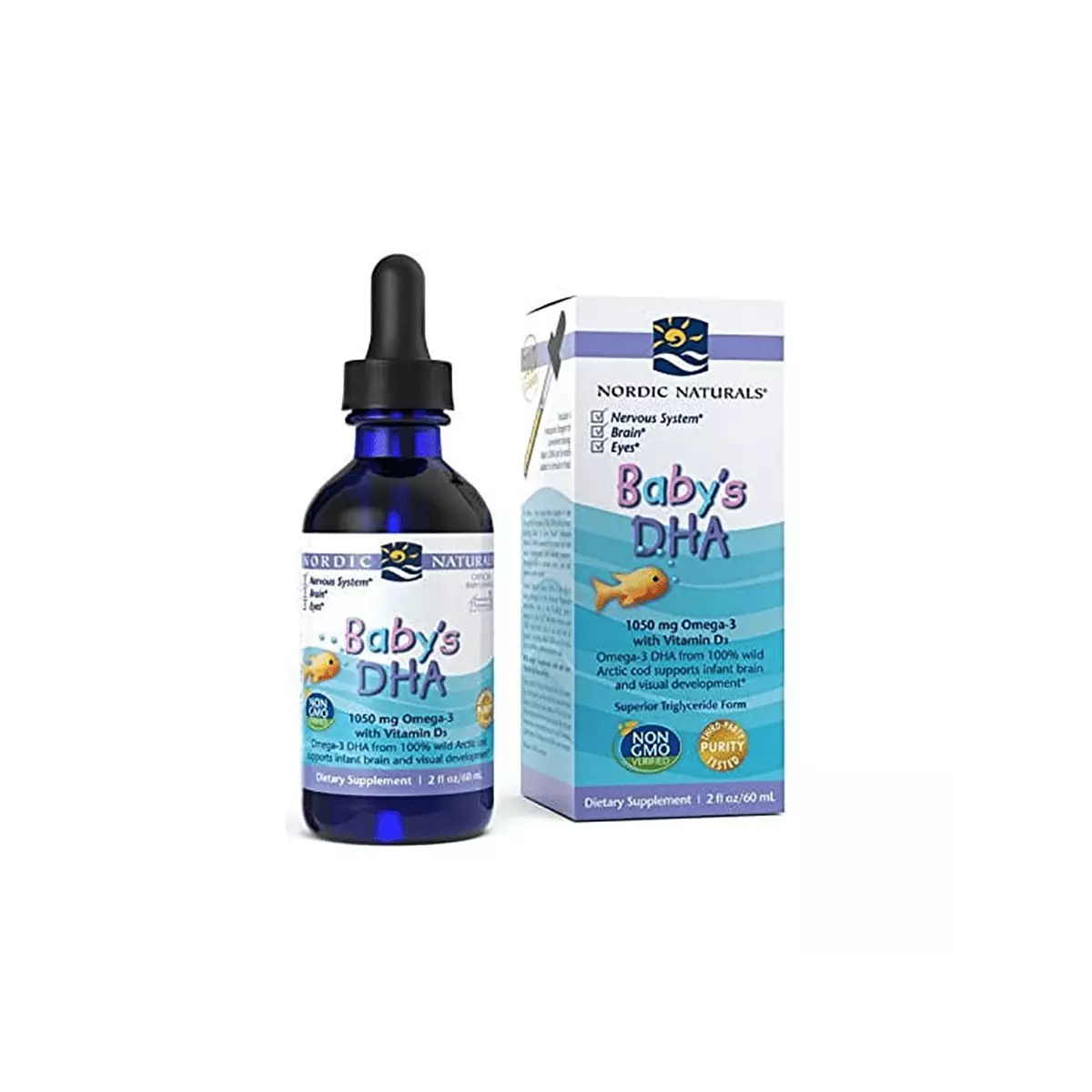 Baby's DHA Kwasy Omega-3 1050 mg Krople dla Niemowląt z witaminą D3 60 ml w płynie Nordic Naturals Baby's DHA Kwasy Omega-3 1050 mg Krople dla Niemowląt z witaminą D3 60 ml w płynie Nordic Naturals