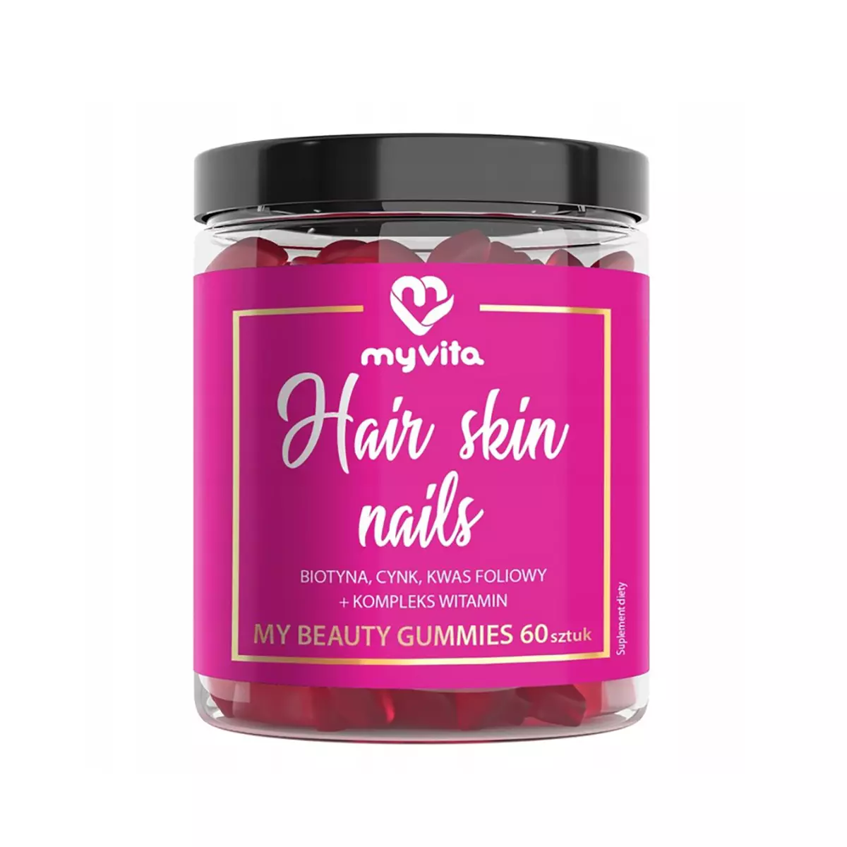 Hair Skin Nails Naturalne Żelki dla Dorosłych Wzmacniające Włosy, Skórę i Paznokcie (60 szt) MyVita Hair Skin Nails Naturalne Żelki dla Dorosłych Wzmacniające Włosy, Skórę i Paznokcie (60 szt) MyVita