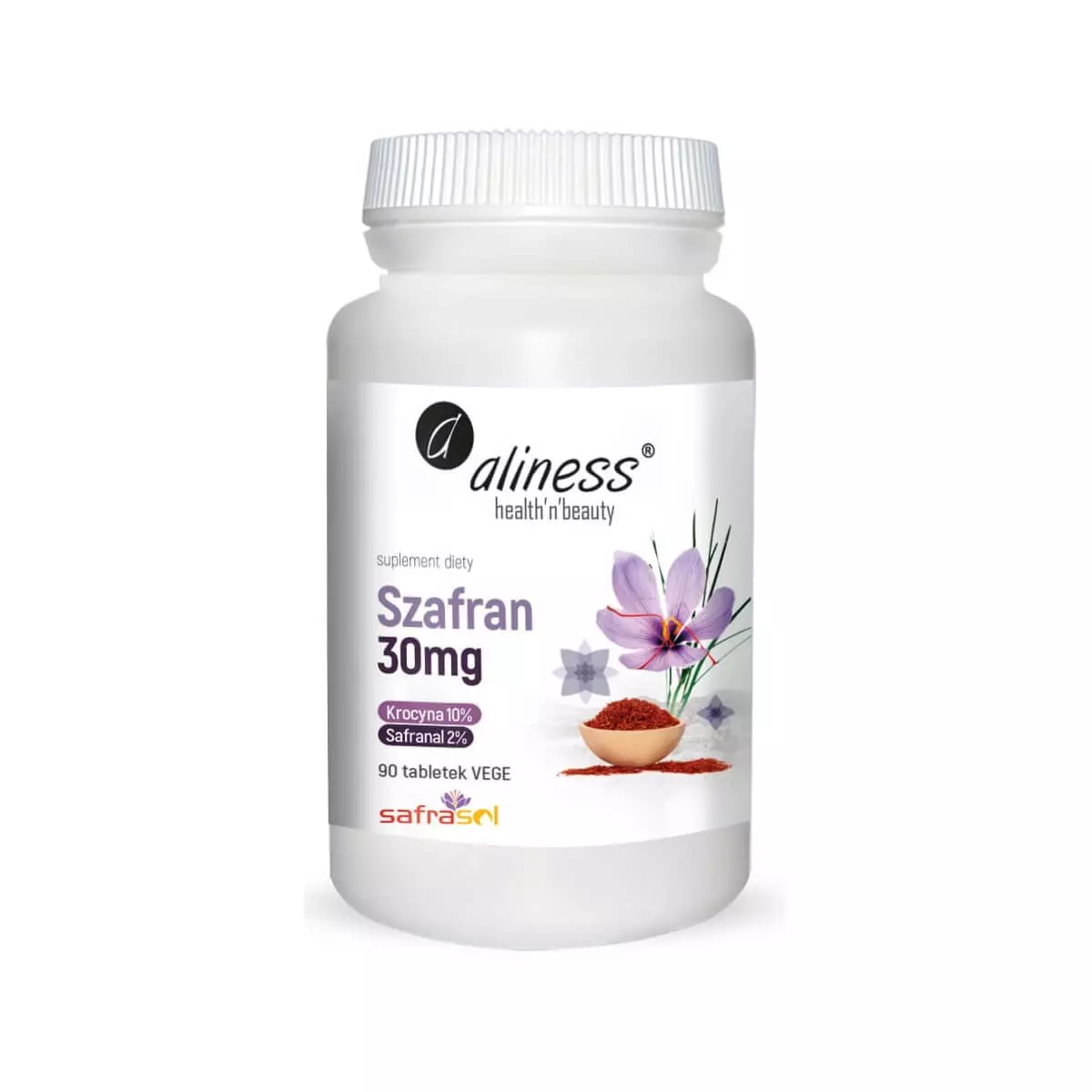 Szafran 30 mg Krocyna 10% Safranal 2% (90 tabletek) Aliness Szafran 30 mg Krocyna 10% Safranal 2% (90 tabletek) Aliness