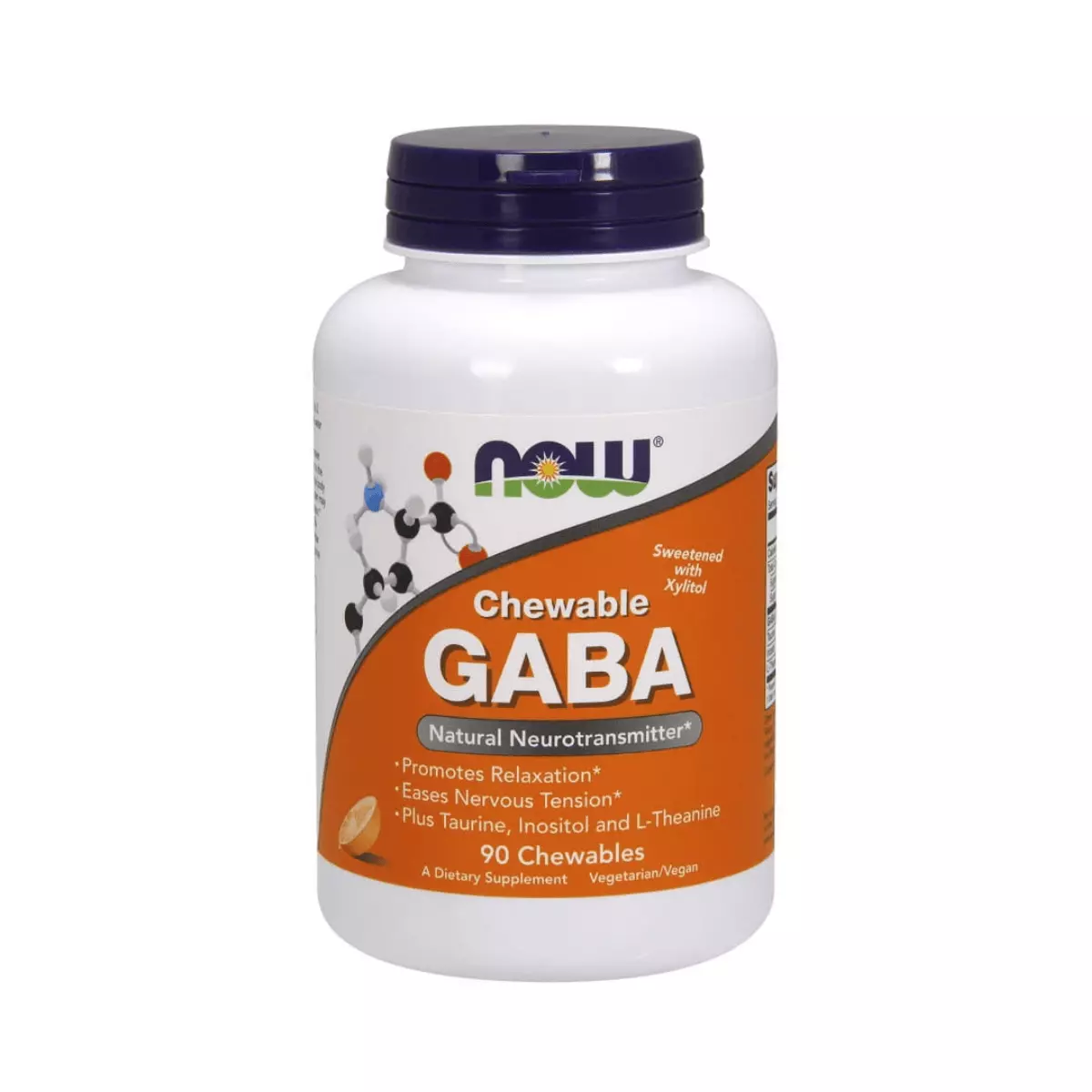 GABA Chewable Kwas Gamma-Aminomasłowy 500 mg Tauryna Inozytol L-Theanina Do Ssania (90 tab) Now Foods GABA Chewable Kwas Gamma-Aminomasłowy 500 mg Tauryna Inozytol L-Theanina Do Ssania (90 tab) Now Foods