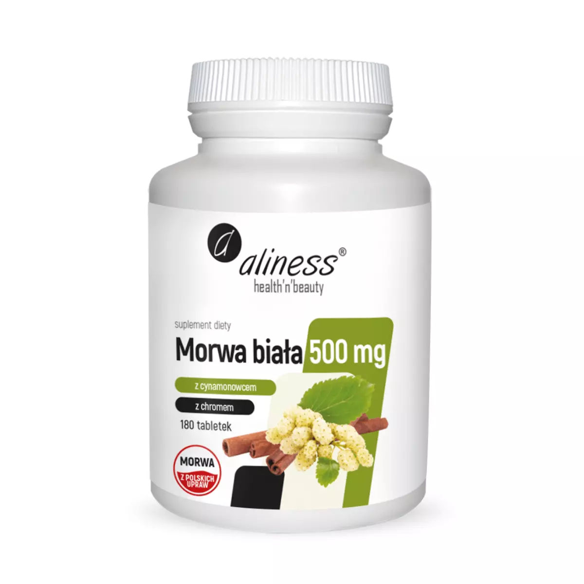 Morwa Biała z Cynamonowcem i Chromem 500 mg (180 tab) Aliness Morwa Biała z Cynamonowcem i Chromem 500 mg (180 tab) Aliness