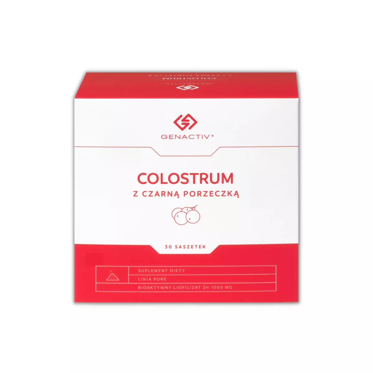 Colostrum Bovinum Bioaktywny Liofilizat 2h 1000 mg z Czarną Porzeczką i Bananem Wsparcie Odporności (30 saszetek) Genactiv Colostrum Bovinum Bioaktywny Liofilizat 2h 1000 mg z Czarną Porzeczką i Bananem Wsparcie Odporności (30 saszetek) Genactiv