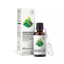 Adaptogeny - 100% Naturalne Ekstrakty Roślinne (Ashwagandha + Bakopa + Kadzidłowiec + Wąkrotka) 50 ml w Płynie Aura Herbals