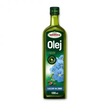 Olej Lniany Tłoczony na Zimno Nierafinowany 1000 ml TARGROCH