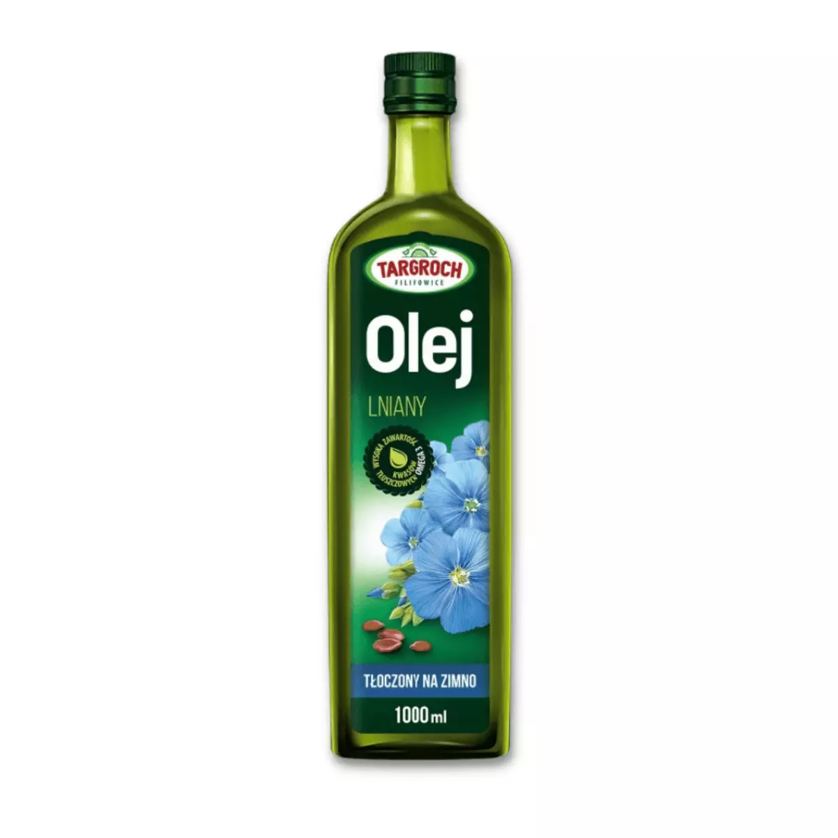 Olej Lniany Tłoczony na Zimno Nierafinowany 1000 ml TARGROCH Olej Lniany Tłoczony na Zimno Nierafinowany 1000 ml TARGROCH