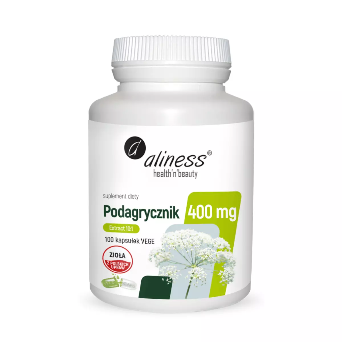 Podagrycznik Ekstrakt 10:1 400 mg Układ Pokarmowy Metabolizm (100 kaps) VEGE Aliness Podagrycznik Ekstrakt 10:1 400 mg Układ Pokarmowy Metabolizm (100 kaps) VEGE Aliness