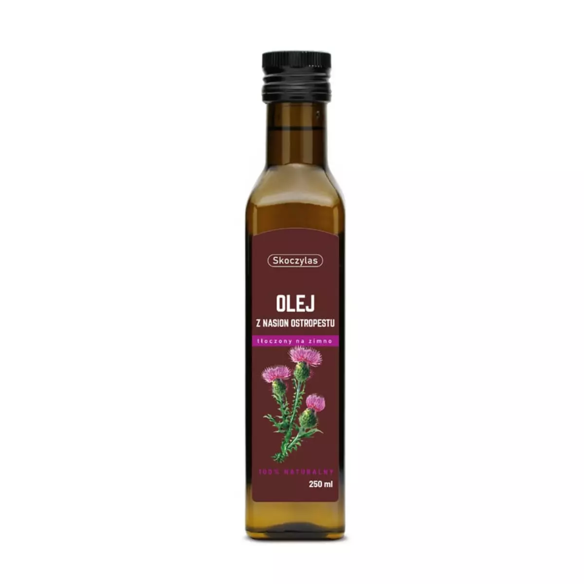 Olej z Nasion Ostropestu Nierafinowany Tłoczony na Zimno 100% Naturalny 250 ml Skoczylas Olej z Nasion Ostropestu Nierafinowany Tłoczony na Zimno 100% Naturalny 250 ml Skoczylas