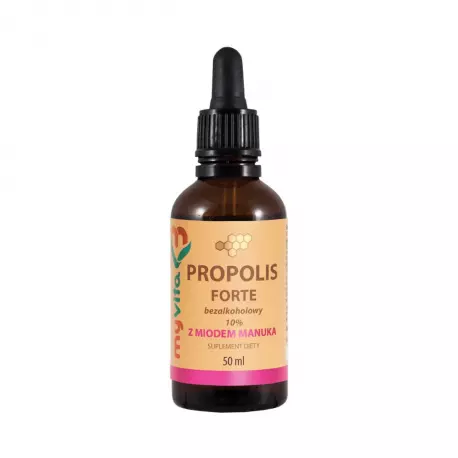 Propolis Forte Ekstrakt 10% z Miodem Manuka na Odporność Bez Alkoholu 50 ml w Płynie Krople MyVita