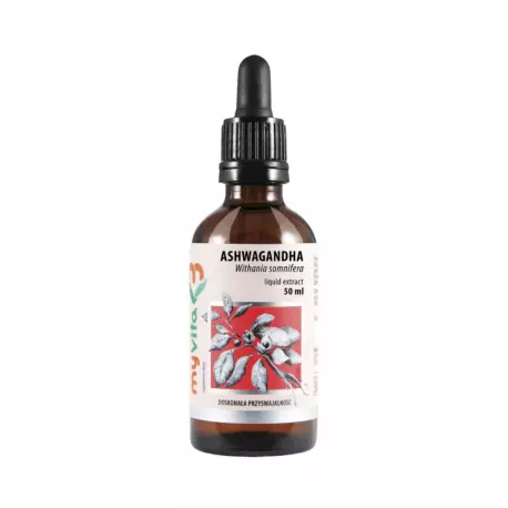 Ashwagandha Liquid Extract Żeń-szeń Indyjski 250 mg Ekstrakt w Płynie 50 ml Krople MyVita
