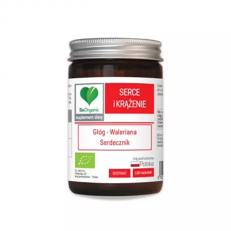 SERCE i KRĄŻENIE BIO 500 mg Głóg Waleriana Serdecznik (100 tab) BeOrganic