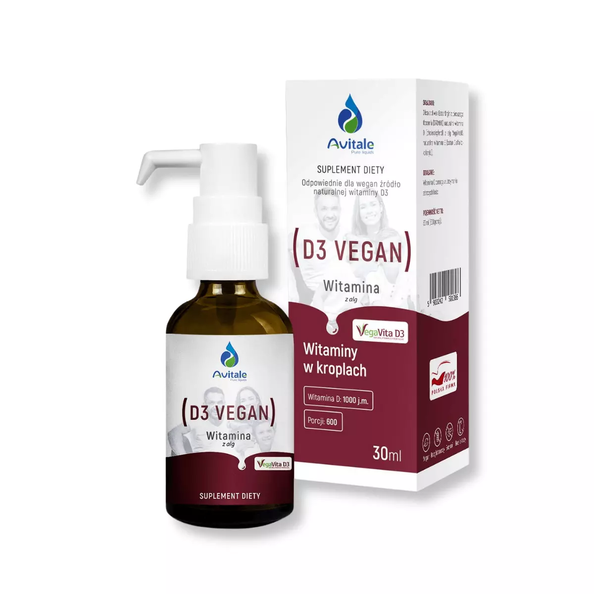 Witamina D3 Vegan 1000 IU z Alg Krople 30 ml Avitale Aliness Witamina D3 Vegan 1000 IU z Alg Krople 30 ml Avitale Aliness
