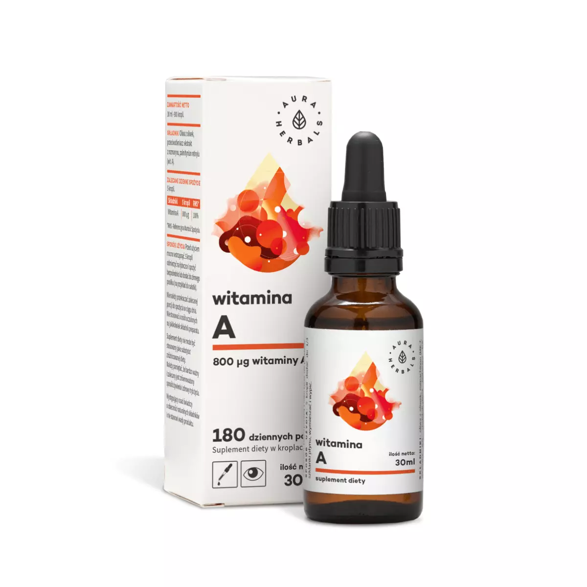 Witamina A 800 mcg Krople 30 ml Aura Herbals Witamina A 800 mcg Krople 30 ml Aura Herbals