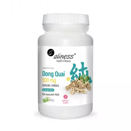 Dong Quai Dzięgiel Chiński Ekstrakt 500 mg Kobiece Wsparcie (100 kaps) VEGE Aliness