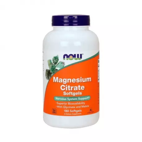 Magnesium Citrate (Cytrynian, Dyglicynian i Jabłczan Magnezu) Magnez (180 sgels) Now Foods