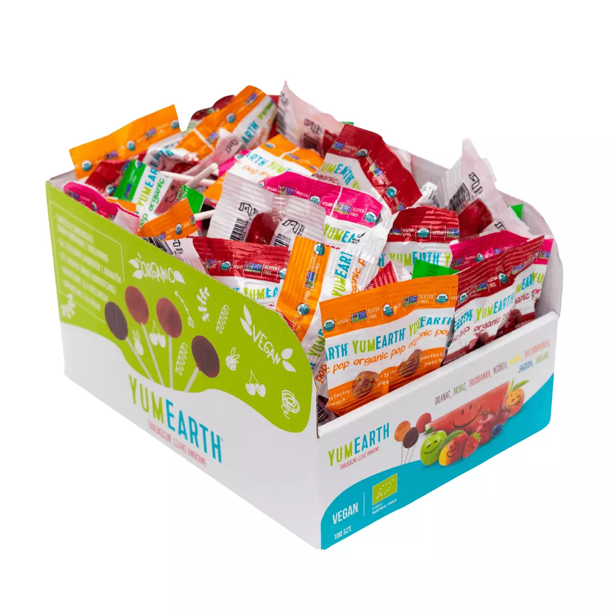 Lizaki Owocowe Ekologiczne Mix Bez sztucznych aromatów i barwników Odpowiednie dla Wegan Bezglutenowe (100 szt) YUMEARTH Lizaki Owocowe Ekologiczne Mix Bez sztucznych aromatów i barwników Odpowiednie dla Wegan Bezglutenowe (100 szt) YUMEARTH